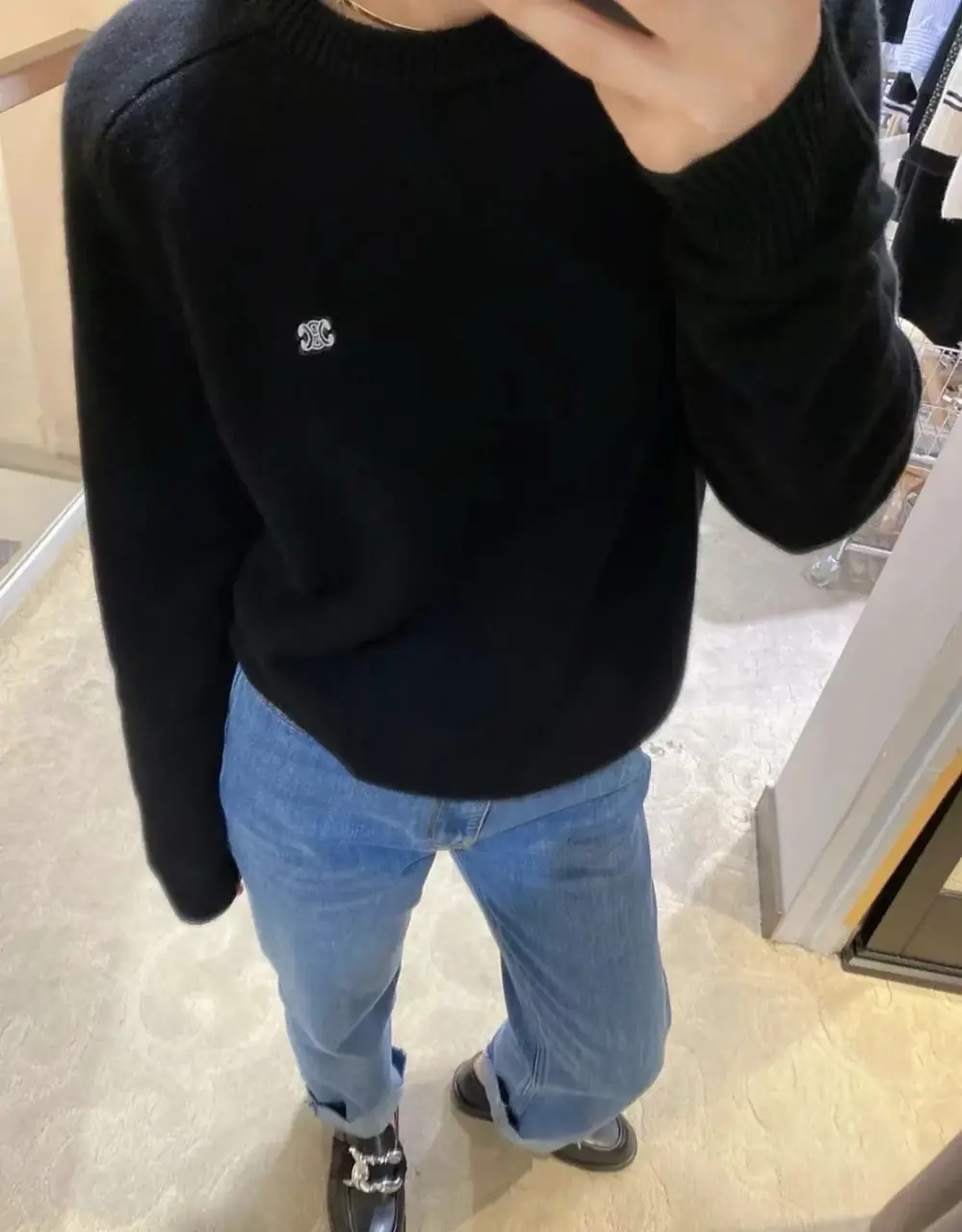 CELIN 22FW 素色小logo刺繡 圓領毛衣衛衣大學T長袖 針織