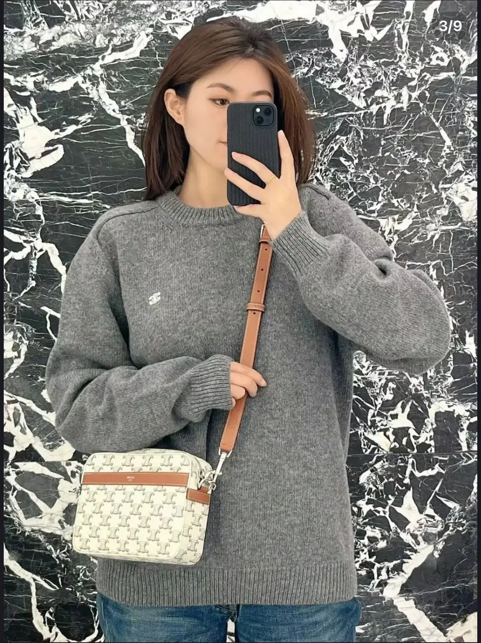 CELIN 22FW 素色小logo刺繡 圓領毛衣衛衣大學T長袖 針織