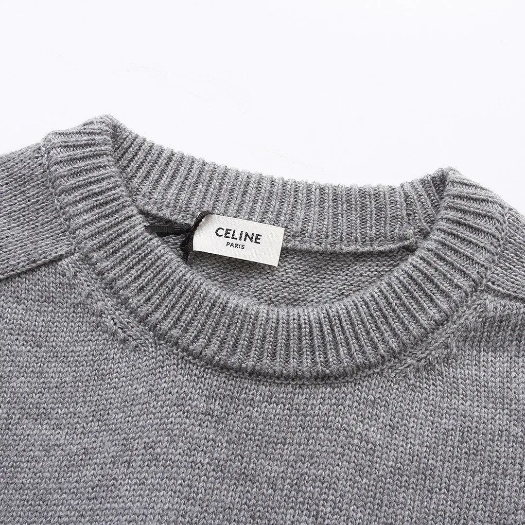 CELIN 22FW 素色小logo刺繡 圓領毛衣衛衣大學T長袖 針織