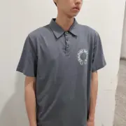 【現貨】【過驗】Chrome Hearts 25SS 馬蹄梵文 925純銀扣 Polo衫短袖T恤 CH克羅心 水洗灰：圖片 5