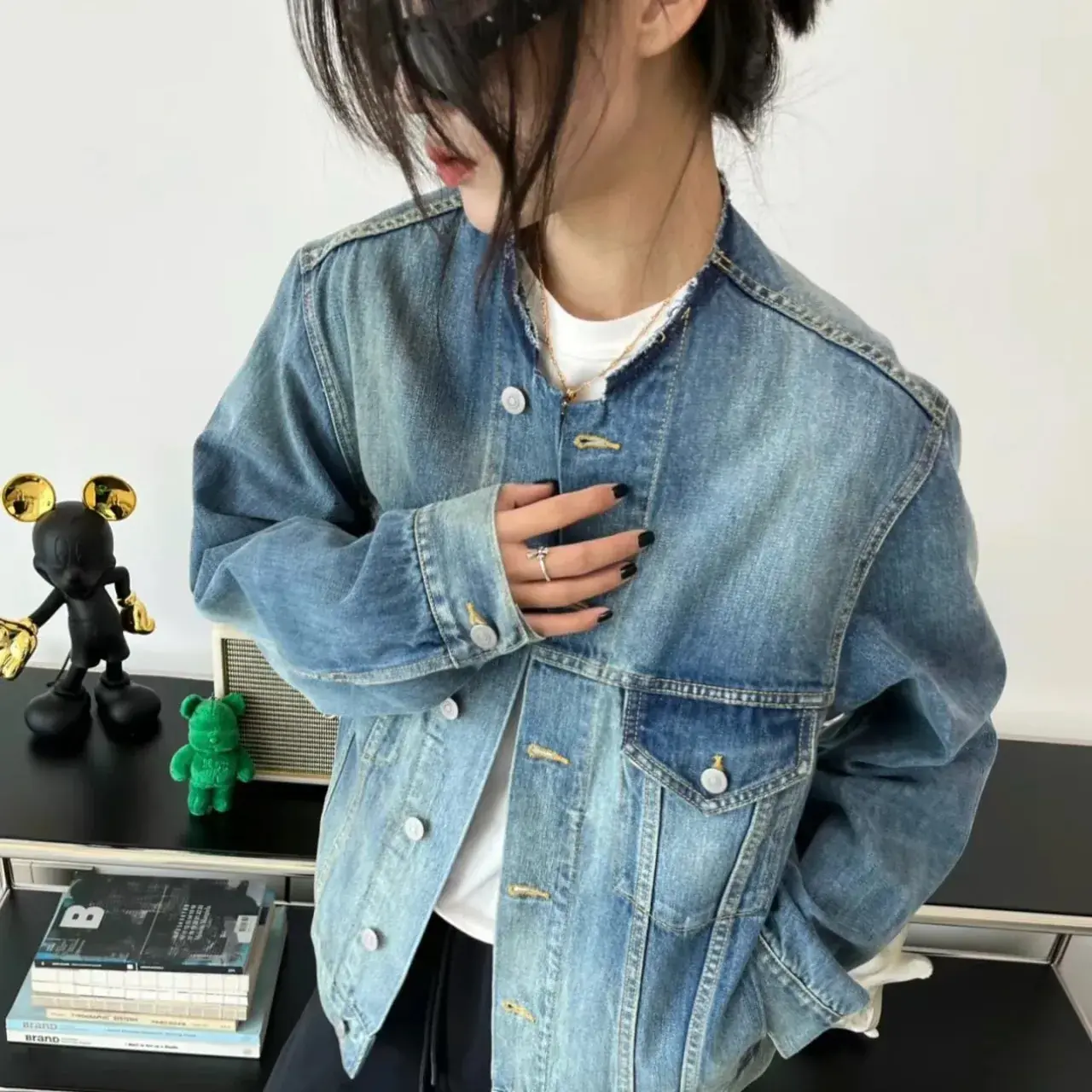 Maison Margiela 22FW 馬吉拉 水洗做舊無領牛仔外套夾克 單寧外套 mm6