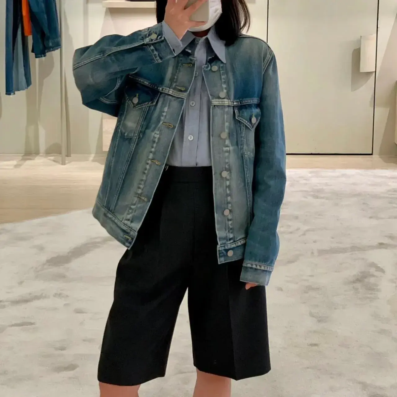 Maison Margiela 22FW 馬吉拉 水洗做舊無領牛仔外套夾克 單寧外套 mm6