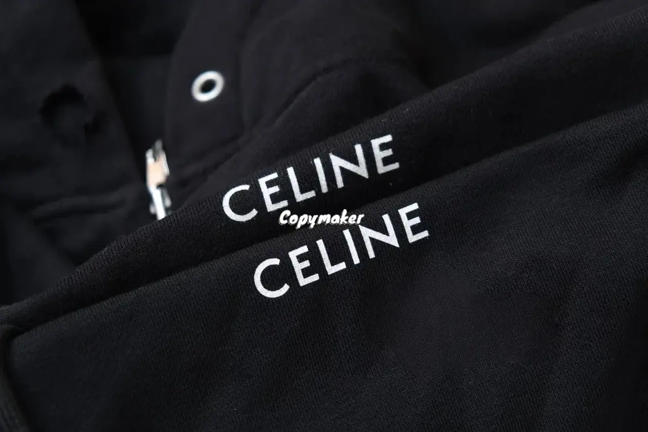 【現貨】CELIN 24FW 經典字母小LOGO印花 簡約素色 連帽外套夾克 黑色