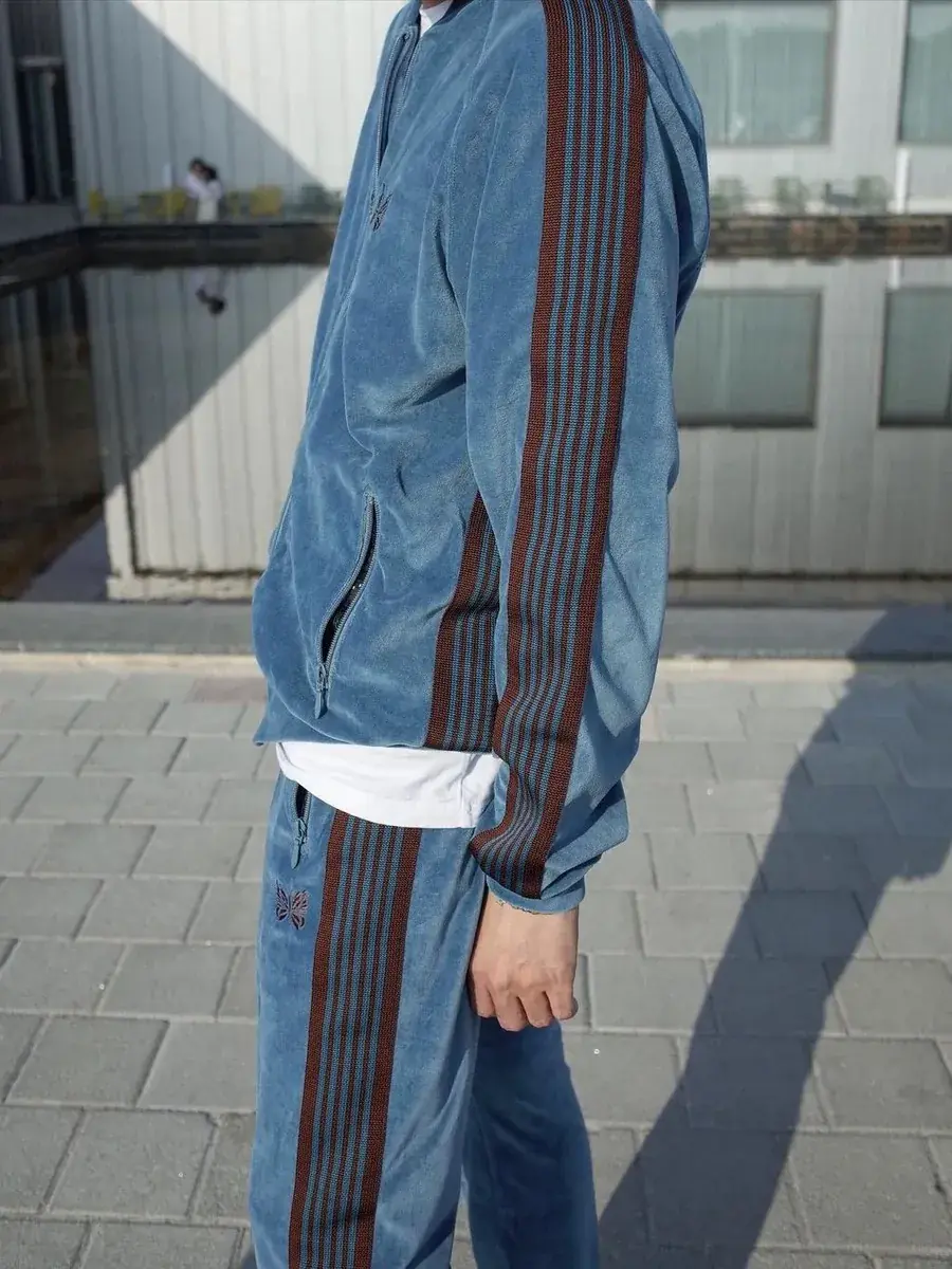Needles 23AW R.C Track Jacket 蝴蝶刺繡 絲絨復古織帶 外套夾克 孔雀藍