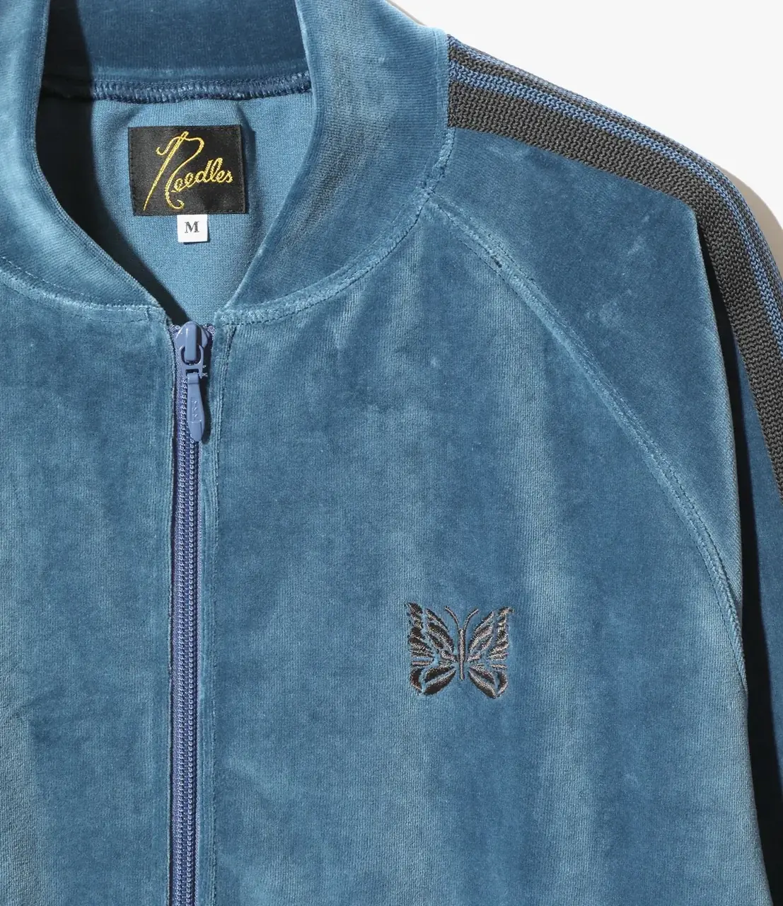 Needles 23AW R.C Track Jacket 蝴蝶刺繡 絲絨復古織帶 外套夾克 孔雀藍
