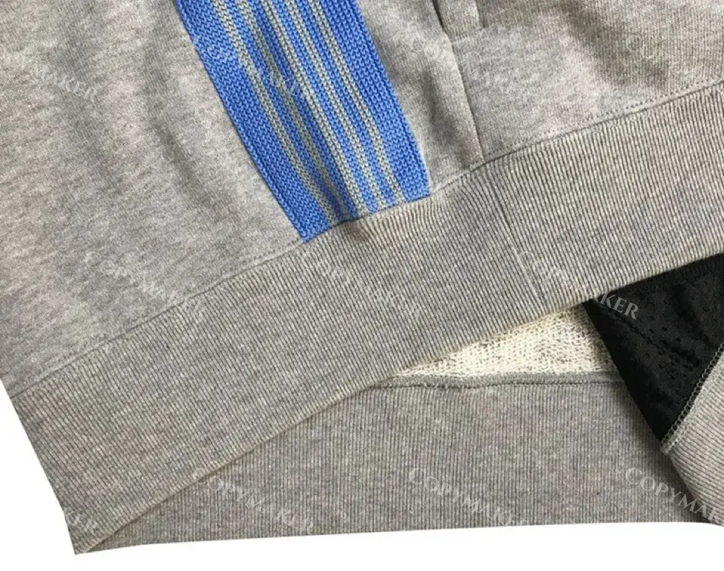 Needles x BEAMS 20FW 蝴蝶刺繡 復古織帶 大學T圓領衛衣長袖 灰拼接藍色