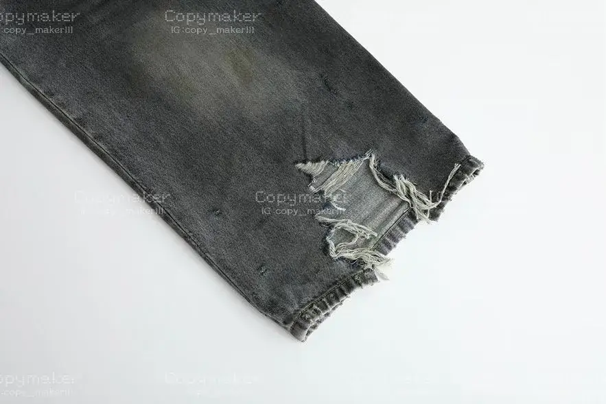 巴黎 BLC 23FW Baggy 水洗糜爛破洞大破壞泥染 丹寧牛仔褲 直筒褲 長褲