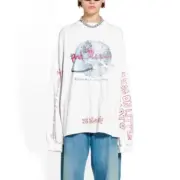 巴黎 BLC x Pink Martini Mlerch 22FW 聯名款 塗鴉印花 圓領長袖 T恤：圖片 4