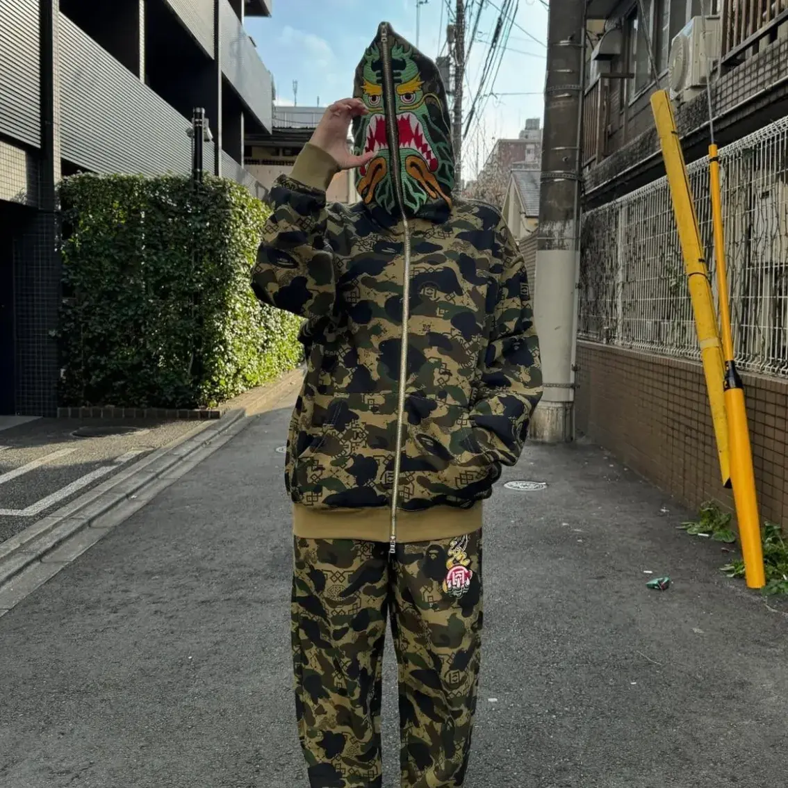 【預售】A bathing ape BAPE x CLOT 25SS 經典聯名 神龍刺繡 迷彩滿版連帽外套夾克