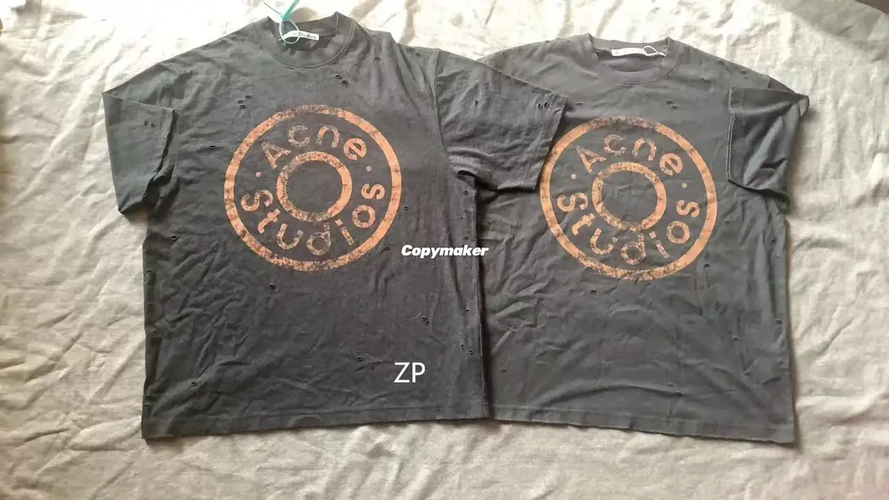 【現貨】Acne Studios 24FW 水洗做舊破壞 大logo 純棉短袖T恤 黑灰色