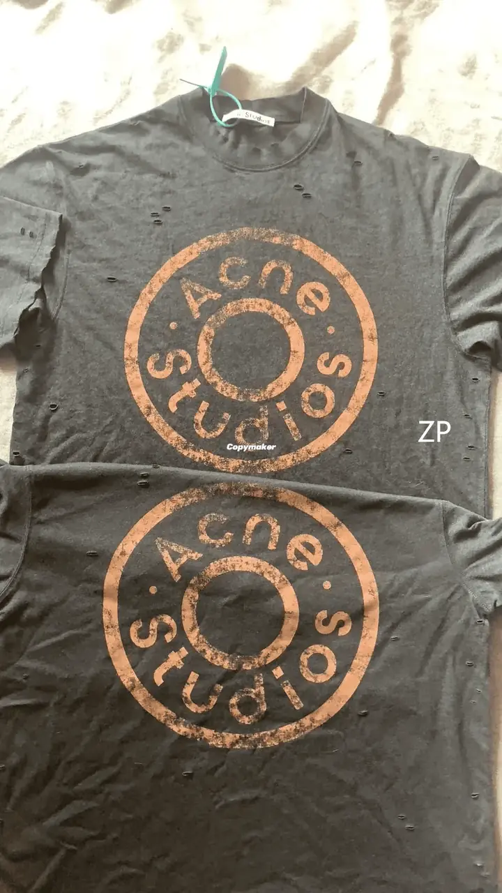 【現貨】Acne Studios 24FW 水洗做舊破壞 大logo 純棉短袖T恤 黑灰色