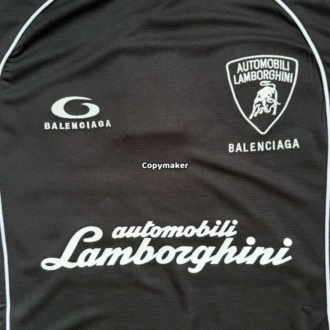 【現貨】巴黎 BLC 25SS x Lamborghini 聯名 車標刺繡logo 短袖T恤足球衣 黑色
