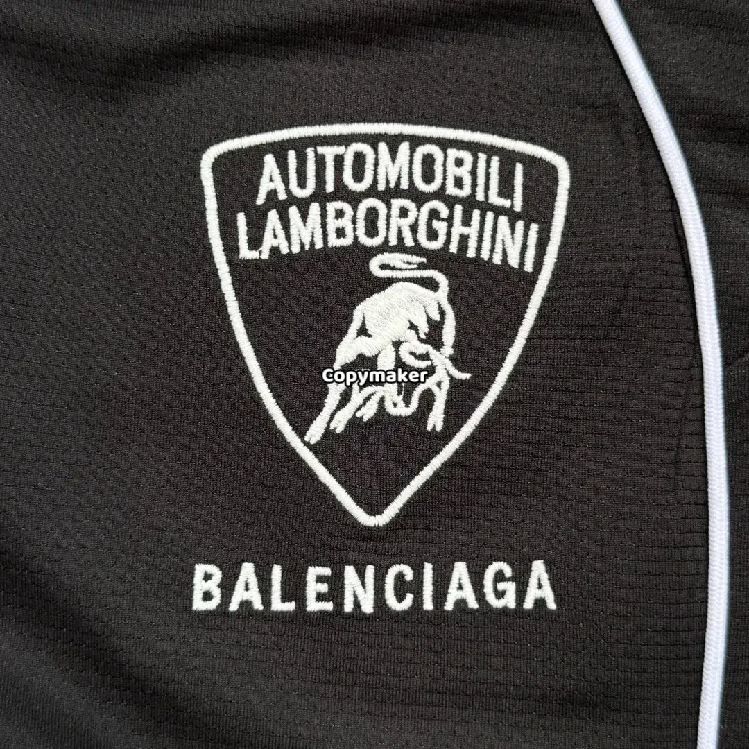 【現貨】巴黎 BLC 25SS x Lamborghini 聯名 車標刺繡logo 短袖T恤足球衣 黑色