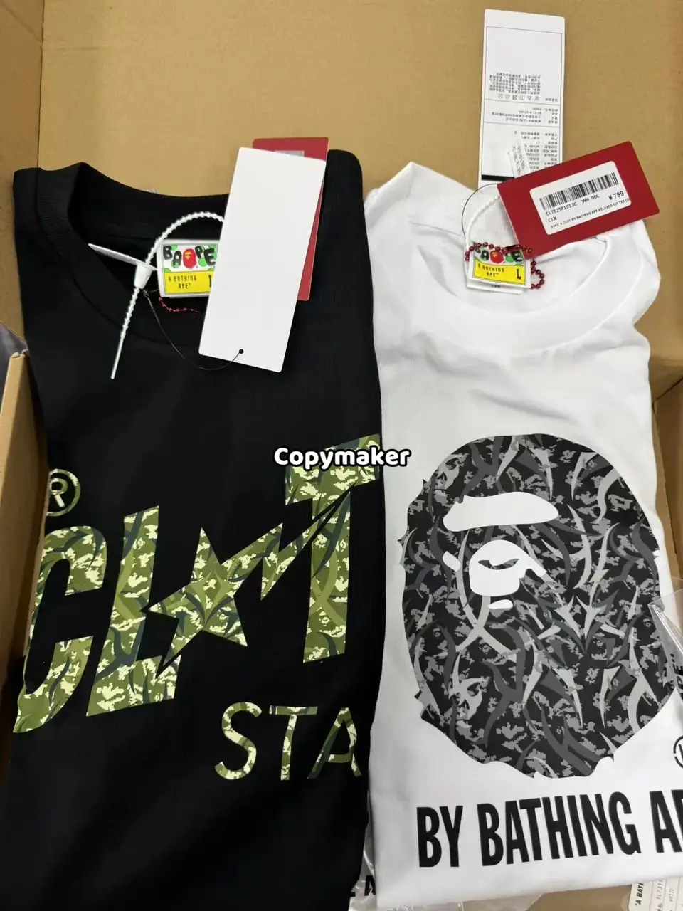 【預售】A bathing ape BAPE x CLOT 25SS 經典聯名 迷彩字母猿人荊棘印花 短袖T恤