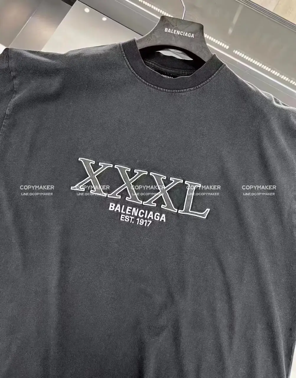 巴黎 BLC 22FW XXXL 水洗 蠟染 褪色 刺繡 短袖T恤 3XL