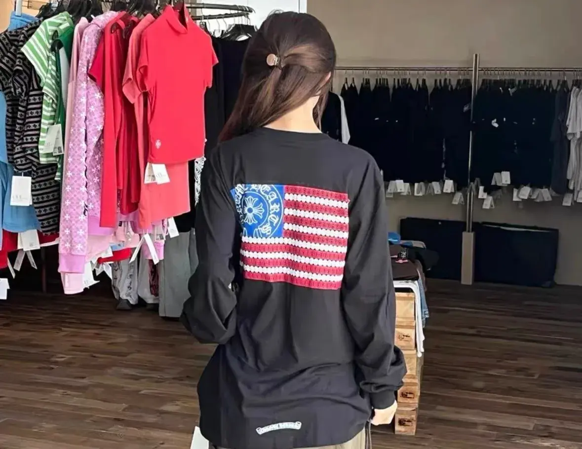 【現貨】Chrome Hearts 25SS 馬蹄 後背國旗印花 長袖T恤 CH 克羅心 黑色