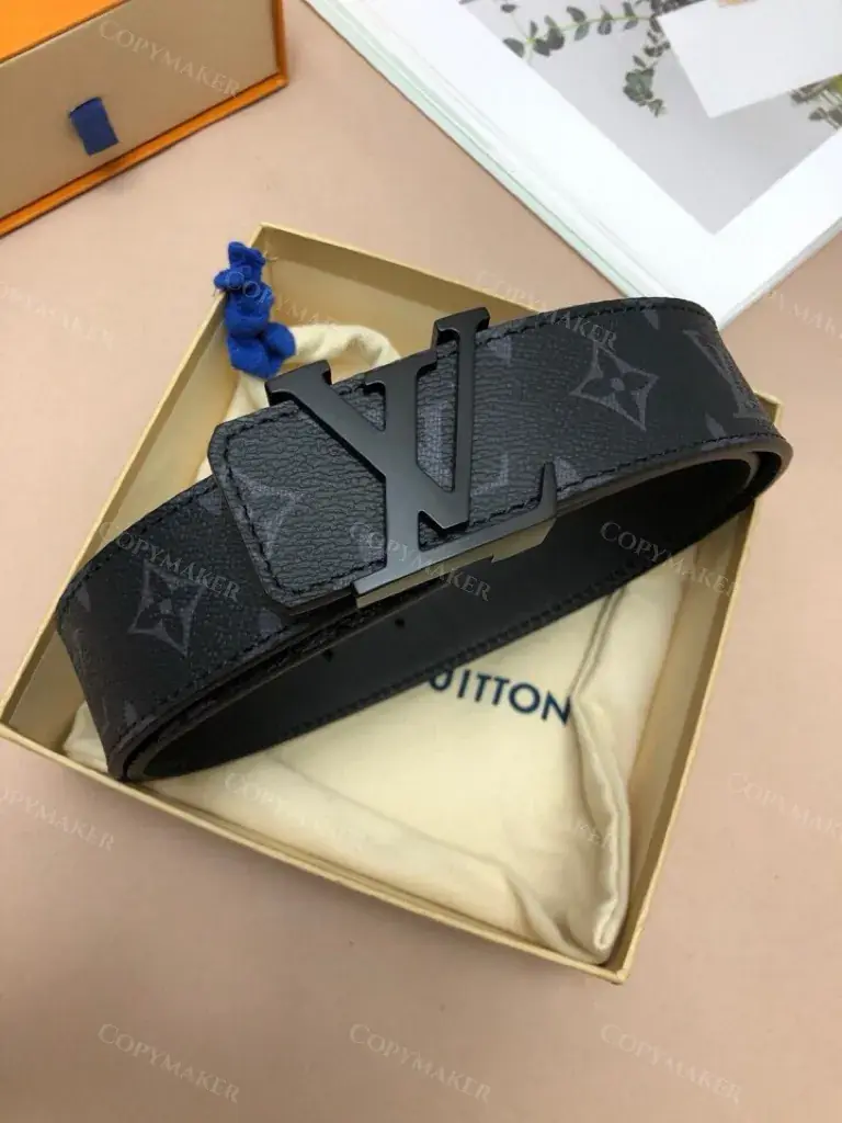 1V 21FW 經典老花 滿版Logo 黑色全黑黑魂 牛皮真皮皮帶 腰帶 M0449U