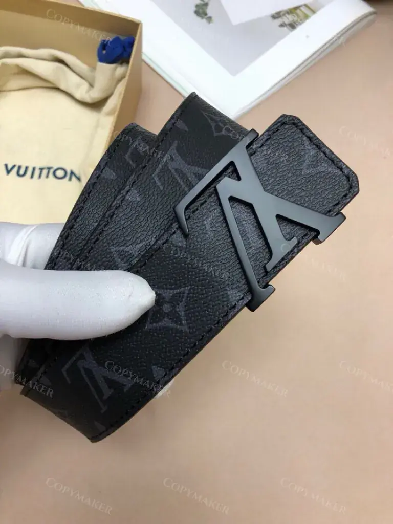 1V 21FW 經典老花 滿版Logo 黑色全黑黑魂 牛皮真皮皮帶 腰帶 M0449U