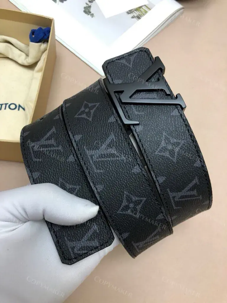 1V 21FW 經典老花 滿版Logo 黑色全黑黑魂 牛皮真皮皮帶 腰帶 M0449U