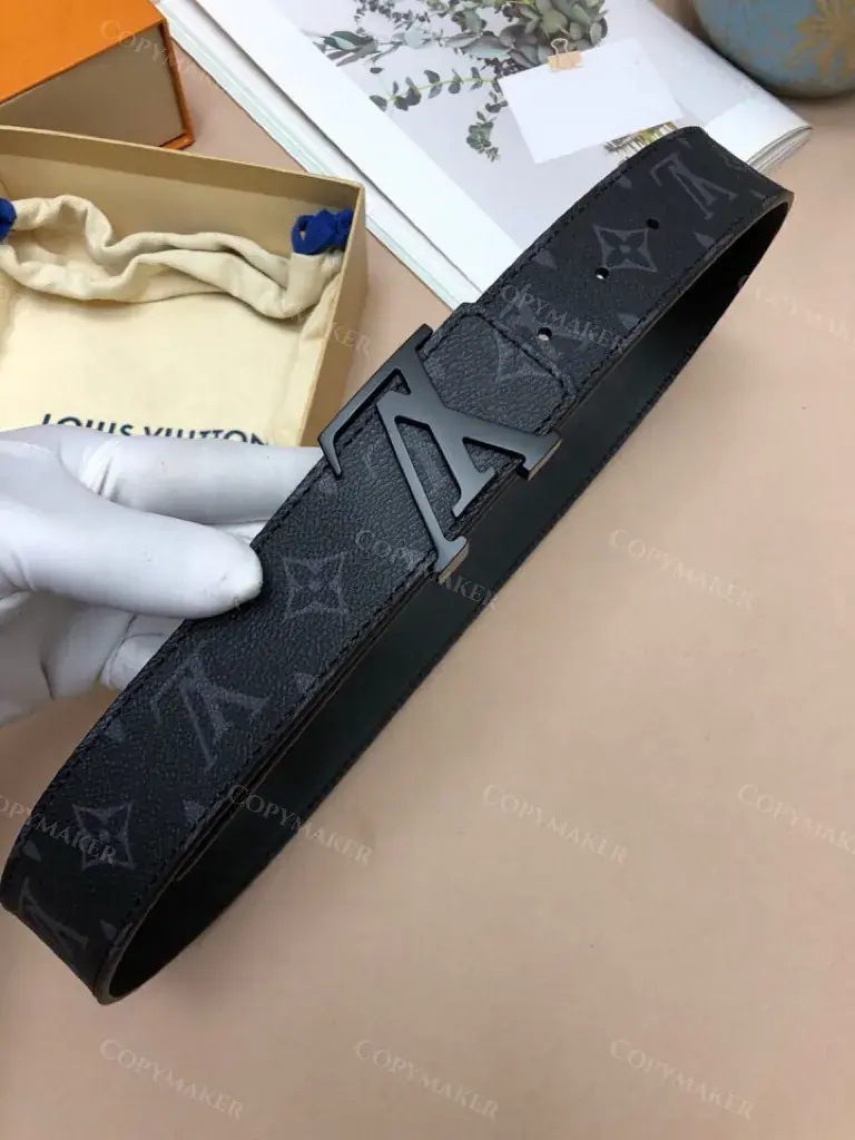 1V 21FW 經典老花 滿版Logo 黑色全黑黑魂 牛皮真皮皮帶 腰帶 M0449U