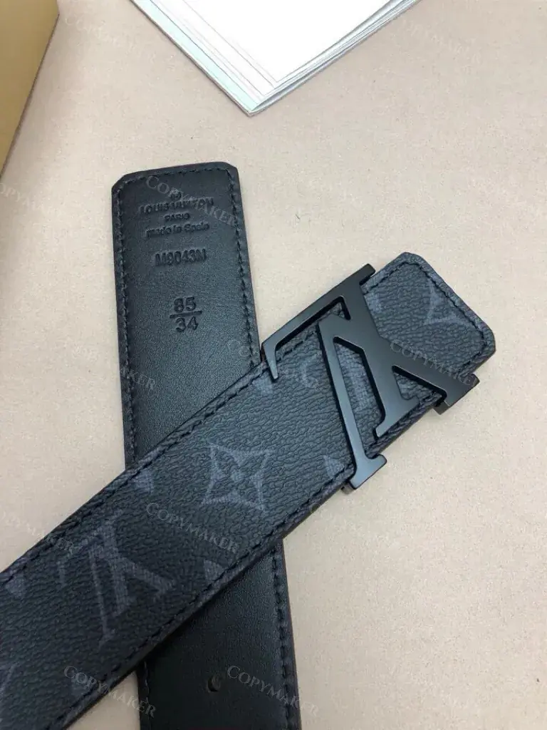 1V 21FW 經典老花 滿版Logo 黑色全黑黑魂 牛皮真皮皮帶 腰帶 M0449U
