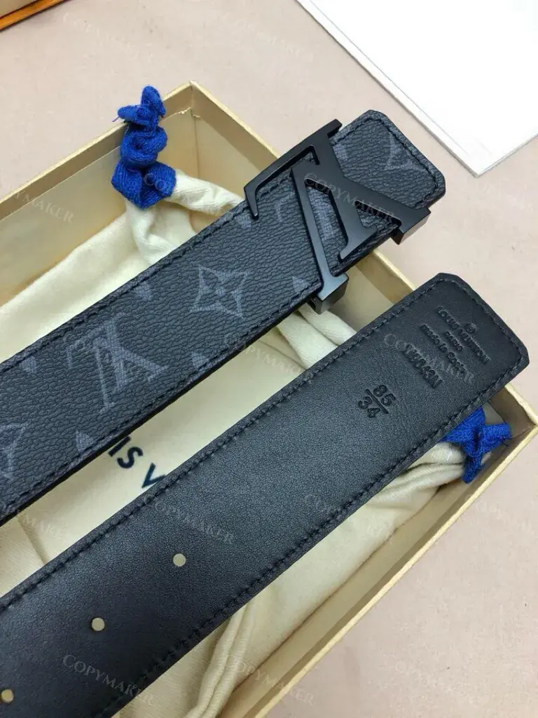 1V 21FW 經典老花 滿版Logo 黑色全黑黑魂 牛皮真皮皮帶 腰帶 M0449U