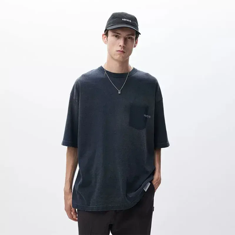 【預售】NEIGHBORHOOD 25SS 重磅洗水做舊蠟染破壞口袋 短袖T恤 NBHD