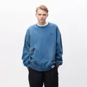 NEIGHBORHOOD 24AE SAVAGE 蠟染水洗做舊破壞 大學T圓領衛衣長袖 nbhd：圖片 3