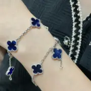VCA 梵克雅* Alhambra 四葉草 限定款 彼得石 雷射 手環 手鍊 V金：圖片 3