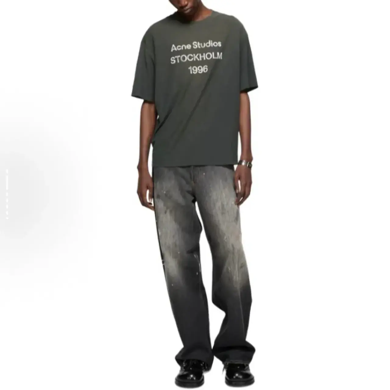 【預售】Acne Studios 25SS 水洗做舊經典logo 素面簡約 圓領純棉短袖T恤 褪色黑