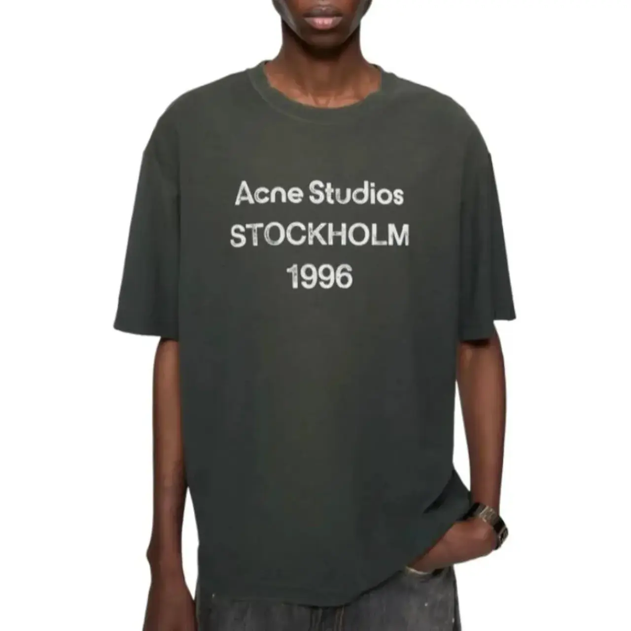 【預售】Acne Studios 25SS 水洗做舊經典logo 素面簡約 圓領純棉短袖T恤 褪色黑
