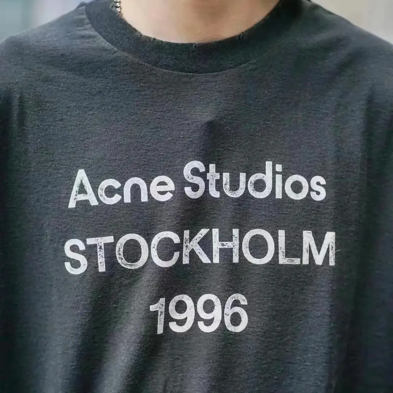 【預售】Acne Studios 25SS 水洗做舊經典logo 素面簡約 圓領純棉短袖T恤 褪色黑