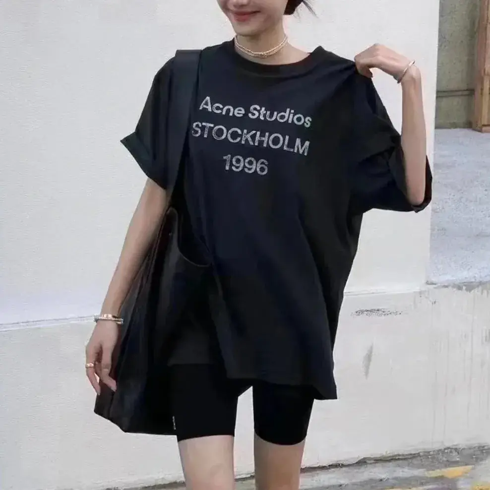 【預售】Acne Studios 25SS 水洗做舊經典logo 素面簡約 圓領純棉短袖T恤 褪色黑