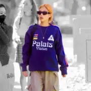 PALACE 22SS Flag Stripe Crew Navy 條紋 幾何圖案 長袖 衛衣 大學T：圖片 4