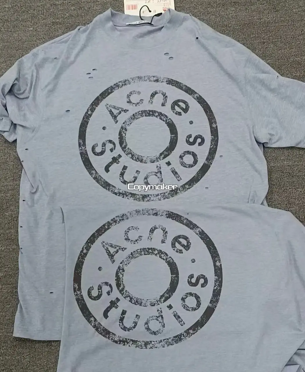 【預售】Acne Studios 24FW 水洗做舊破壞 大logo 純棉短袖T恤 天藍淺藍
