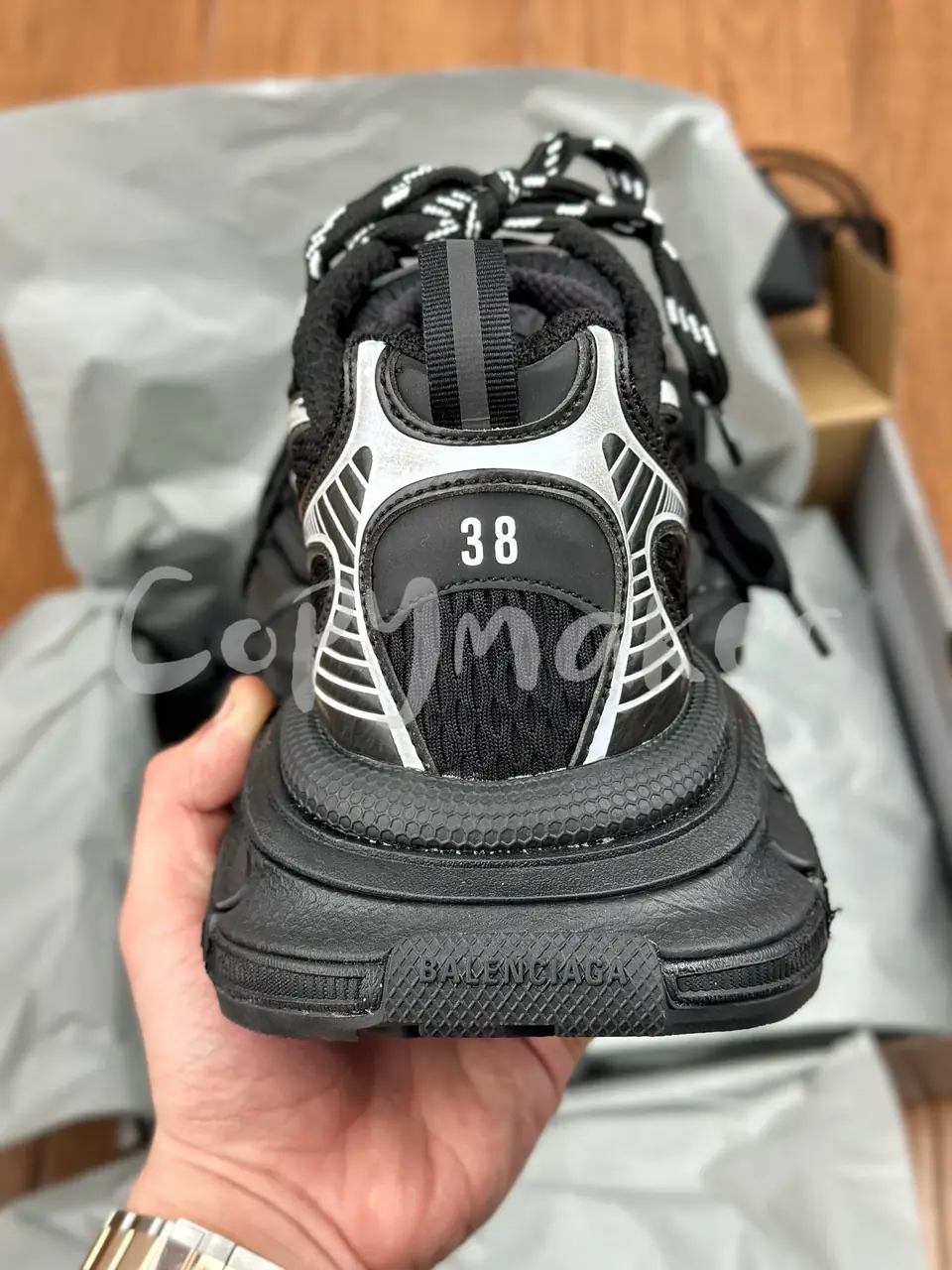 【預售】巴黎 BLC 3XL 時尚復古作舊 增高 老爹鞋 休閒鞋 XXXL 黑銀色