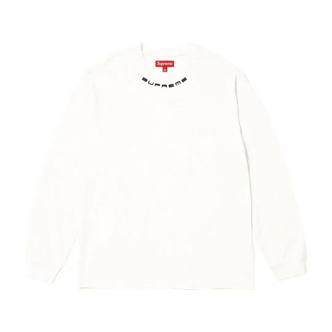 【預售】 SUP 23FW Collar Logo LS Top 刺繡logo 簡約素色 長袖T恤薄衛衣 黑色/白色