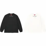 【預售】 SUP 23FW Collar Logo LS Top 刺繡logo 簡約素色 長袖T恤薄衛衣 黑色/白色