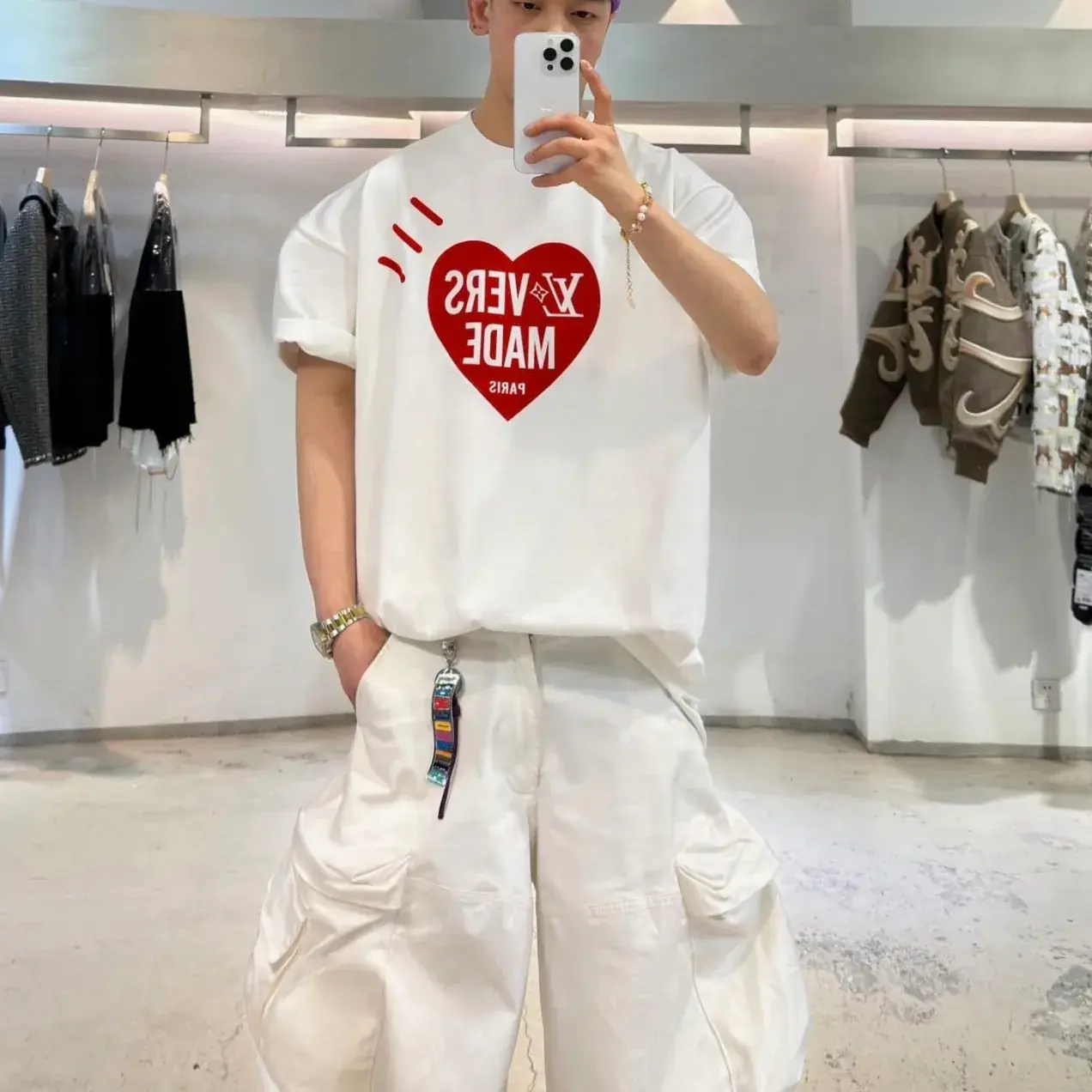 【預售】1V 25SS Nigo 時尚週秀款 員工限定 正面愛心字母 背面小logo 短袖T恤