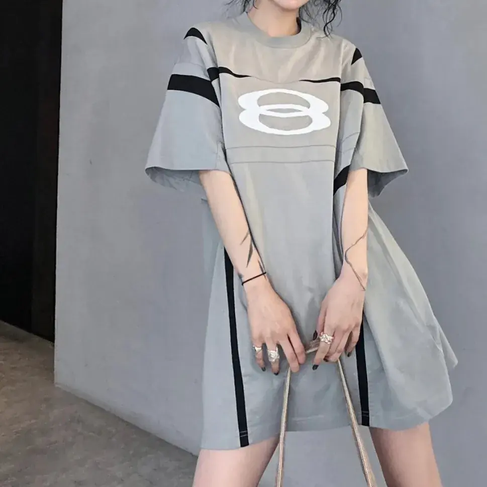 【現貨】【福利回饋免運】巴黎 BLC 24FW 雙環刺繡水洗拼接重磅 短袖T恤 卡其色
