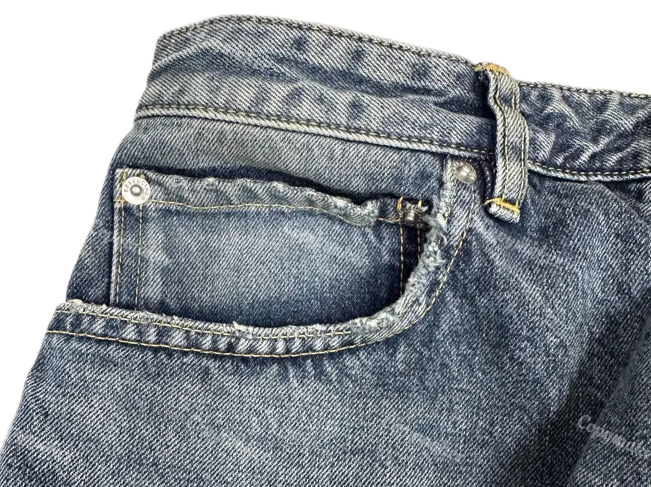 巴黎 BLC 23SS 復古拼接面料 丹寧牛仔褲 直筒褲 長褲