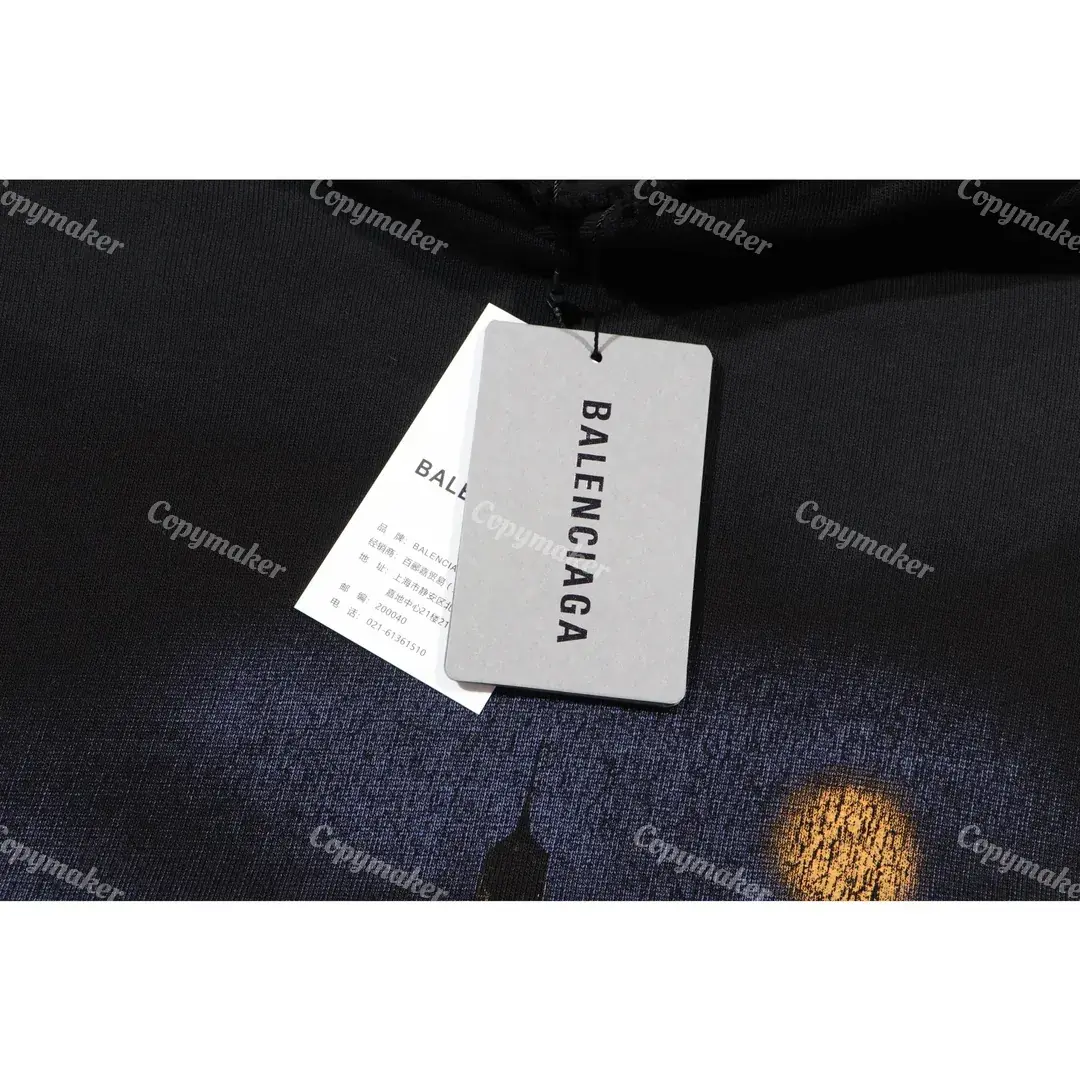 巴黎 BLC 23FW Paris Moon Crinkled Fleece Hoodie 顛倒鐵塔做舊破洞 帽T連帽衛衣