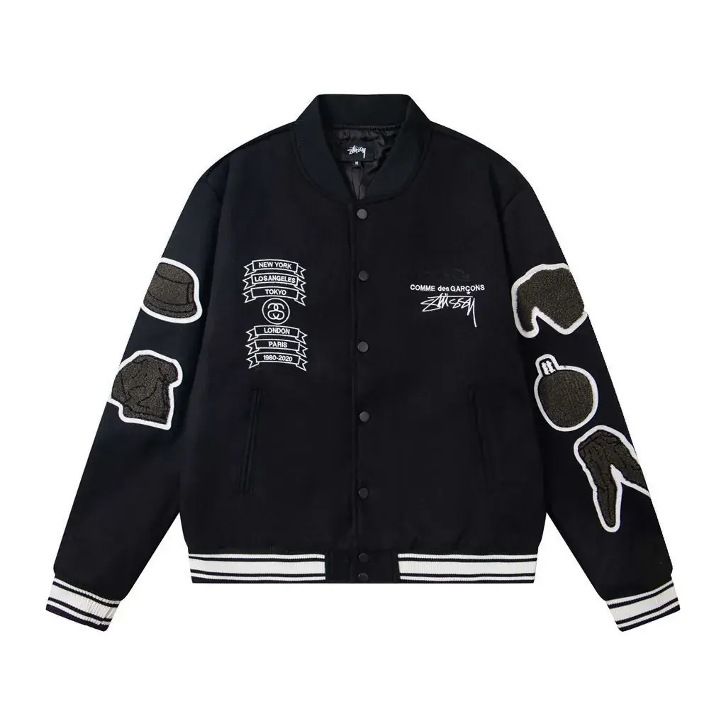 【預售】【福利回饋】CDG x Stussy Varsity Jacket 聯名 徽章刺繡背後印花 羊毛棒球外套夾克
