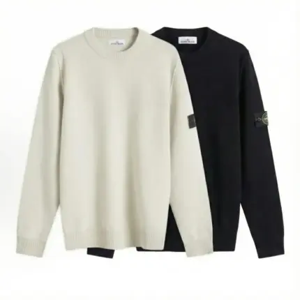 【現貨】STONE ISLAND 25FW 素色簡約 羊毛混紡 毛衣衛衣大學T長袖 石頭島 黑/白
