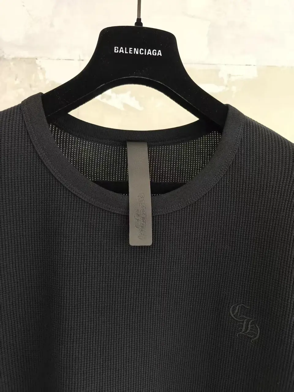 【現貨】Chrome Hearts 25SS 梵文字母刺繡 華夫格短袖T恤 素色簡約CH 克羅心
