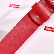 Sup 22SS week 13 Repeat Leather Belt 滿版Logo 牛皮真皮皮帶 腰帶 黑紅2色：圖片 15