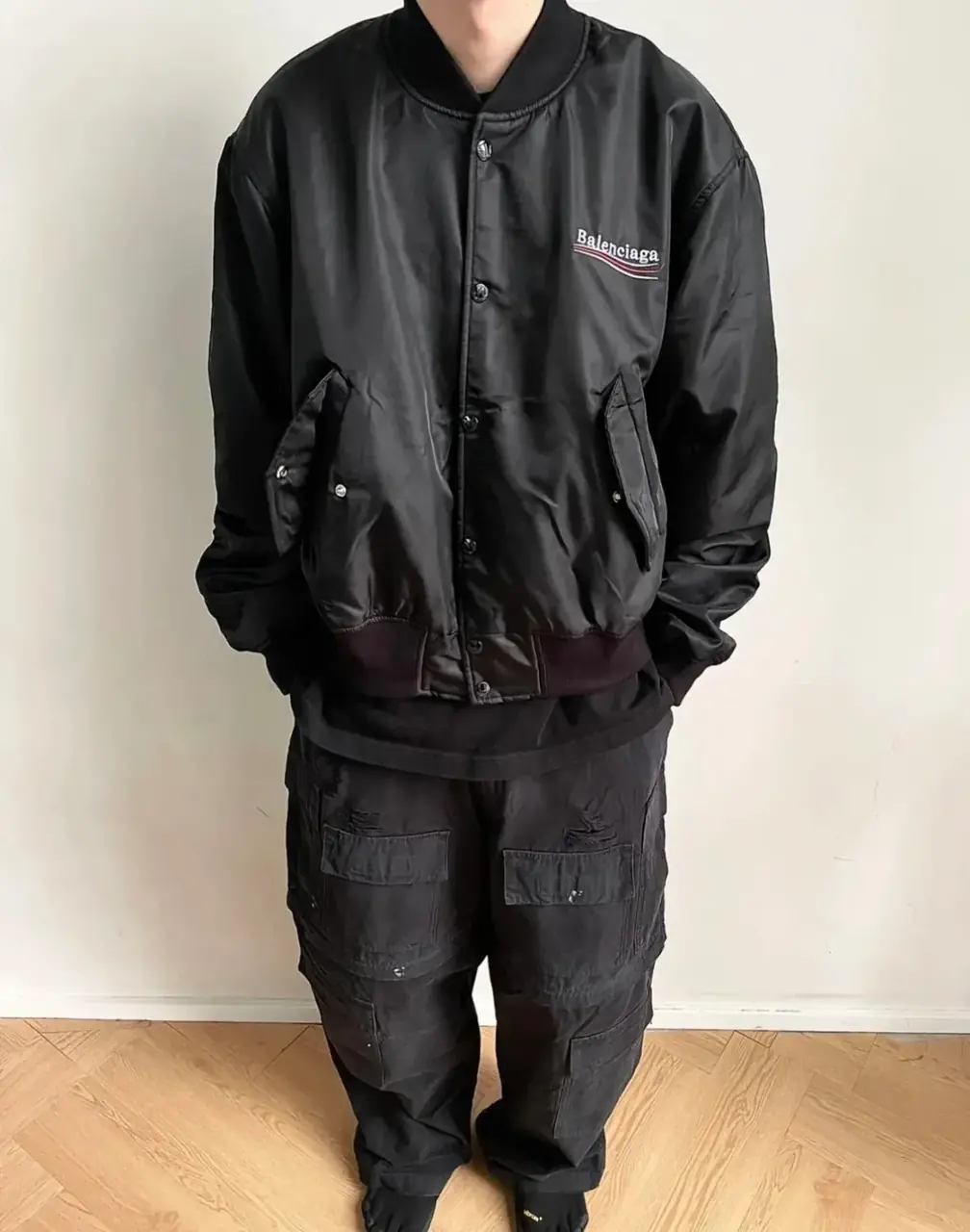 【預售】【福利回饋】巴黎 BLC 23FW 可樂波浪經典logo 彎刀尼龍 飛行夾克外套 廓型 MA-1
