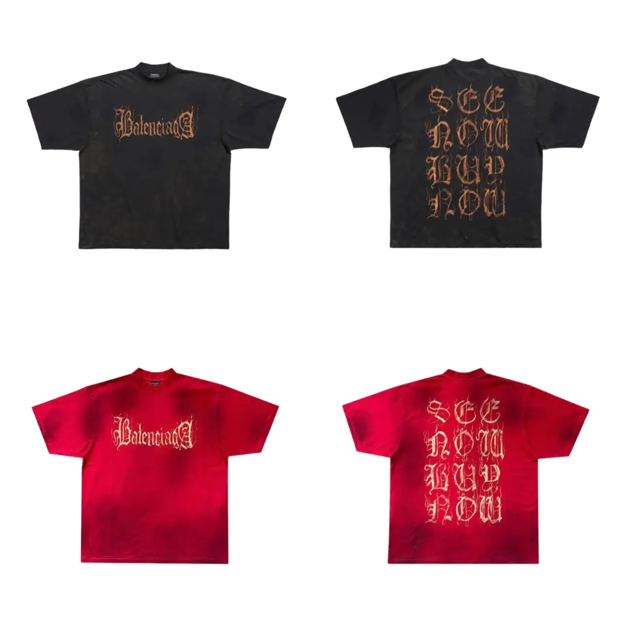 巴黎 BLC 23FW Heavy Metal T-shirt 梵文泥染做舊 短袖T恤