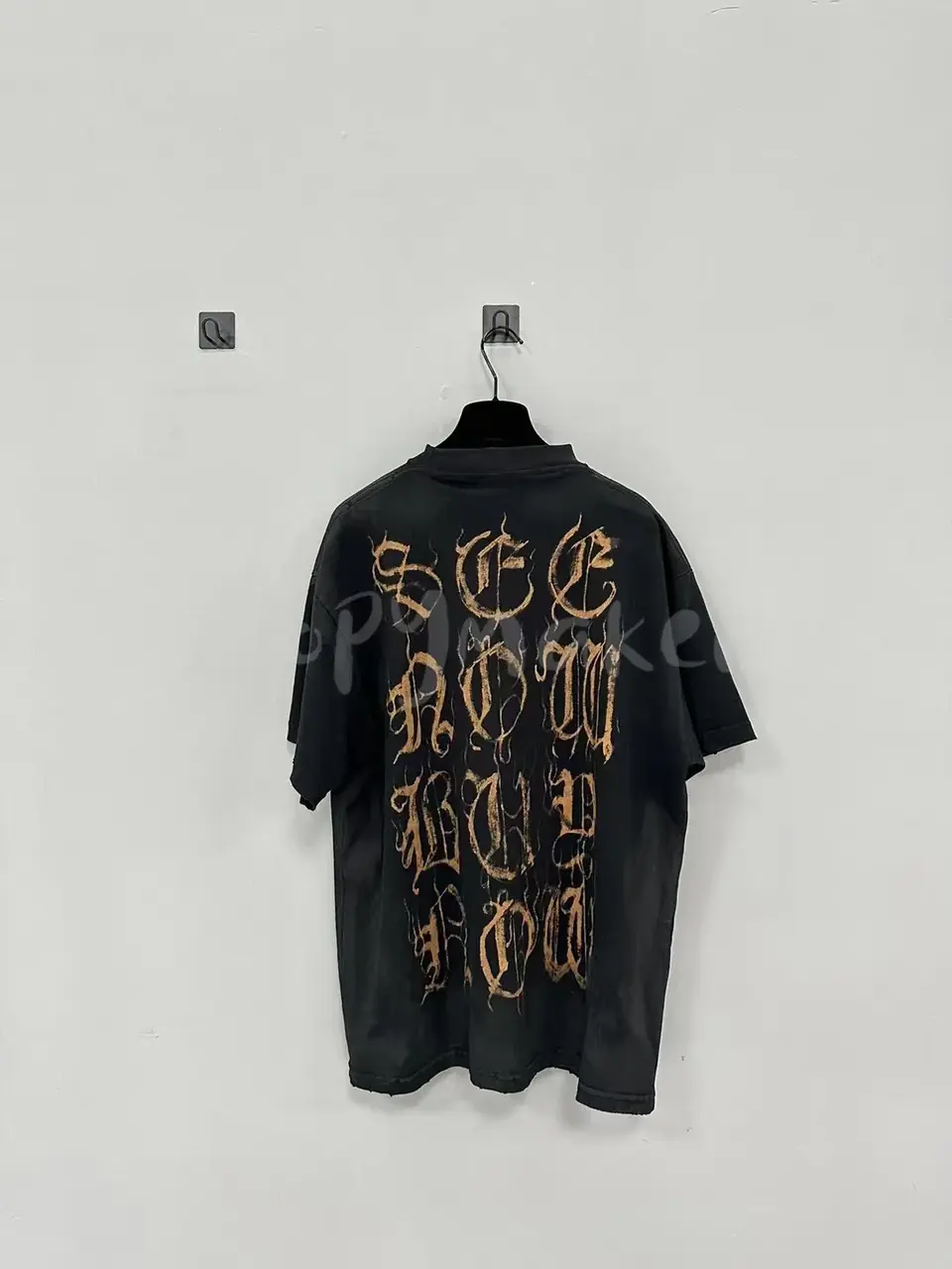 巴黎 BLC 23FW Heavy Metal T-shirt 梵文泥染做舊 短袖T恤