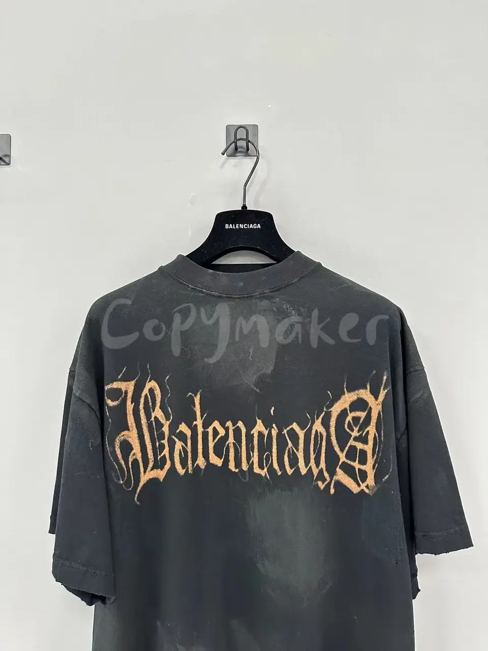 巴黎 BLC 23FW Heavy Metal T-shirt 梵文泥染做舊 短袖T恤